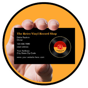 Retro-Vinyl-Schallplattenladen 45 RPM Theme Visitenkarte