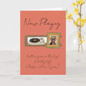 Retro-Vinyl-Schallplattenspieler-Foto personalisie Karte (Gelbe Blume)