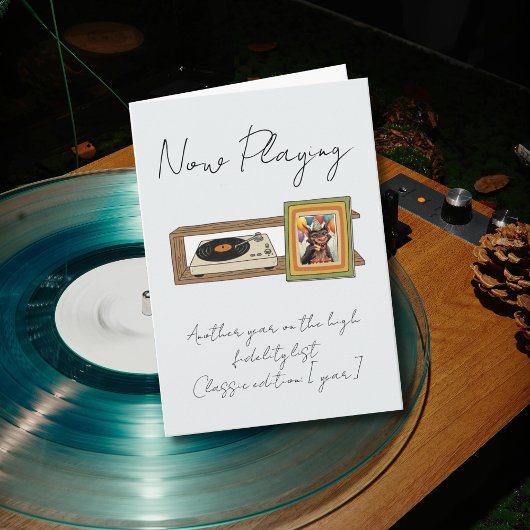Retro-Vinyl-Schallplattenspieler-Foto personalisie Karte