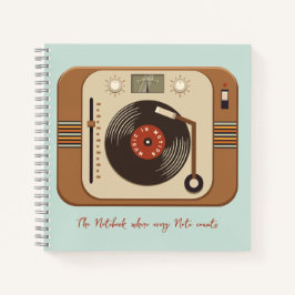 Retro Vinyl Turntable Spiral Notebook Notizblock