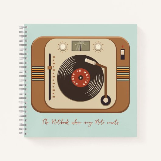 Retro Vinyl Turntable Spiral Notebook Notizblock (Vorderseite)