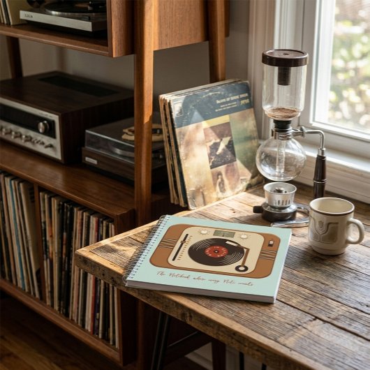 Retro Vinyl Turntable Spiral Notebook Notizblock