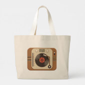 Retro Vinyl Turntable Tote Bag Jumbo Stoffbeutel (Rückseite)