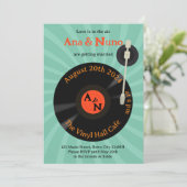 Retro Vinyl Wedding Einladung (Stehend Vorderseite)