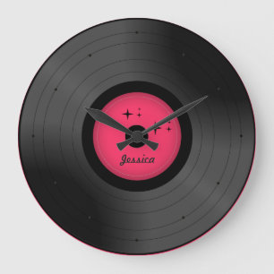 Retro Vinylaufzeichnung alle färbt personalisiert Große Wanduhr