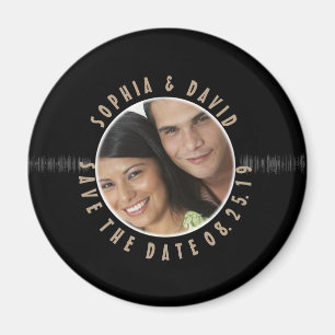 Retro Vinylaufzeichnungs-Hochzeit FOTO SAVE THE Magnet