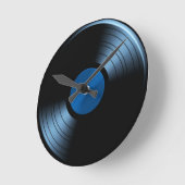 Retro VinylRekordalbum im Blau Runde Wanduhr (Winkel)