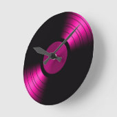 Retro VinylRekordalbum im Rosa Runde Wanduhr (Winkel)