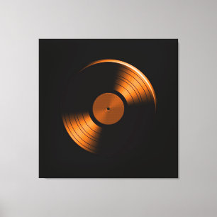 Retro VinylRekordalbum in der Orange Leinwanddruck