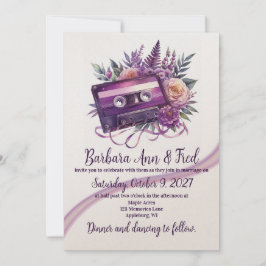 Retro Violet Vibes Cassette Tape Einladungskarte Einladung