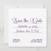 Retro Violet Vibes Kassettenband, Square Save The Date (Rückseite)
