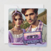 Retro Violet Vibes Kassettenband, Square Save The Date (Vorderseite)