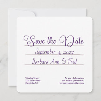 Retro Violet Vibes Kassettenband, Square Save The Date