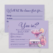 Retro Violet Vibes RSVP Karte (Vorne/Hinten)