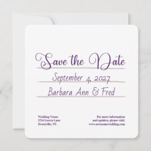Retro-Violett-Vibes-Kassette, quadratisch Save The Date