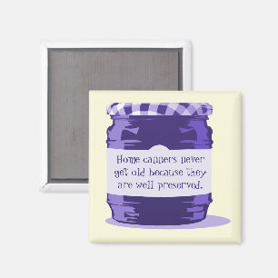 Retro-Violette Marmeladenglas-Küche Humor beim Ein Magnet