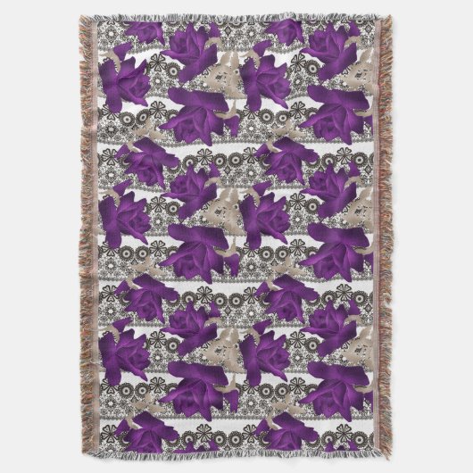 Retro, violette Rosen Decke (Vorderseite Vertikal)