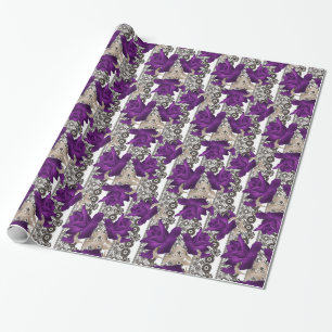 Retro, violette Rosen Geschenkpapier