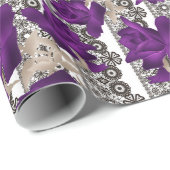 Retro, violette Rosen Geschenkpapier (Rolleneckpunkt)