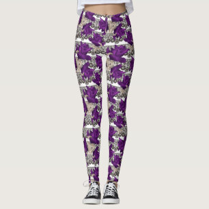 Retro, violette Rosen Leggings