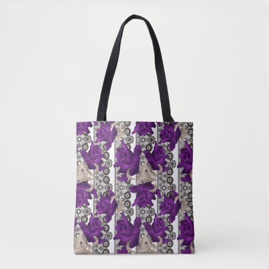 Retro, violette Rosen Tasche (Vorderseite)