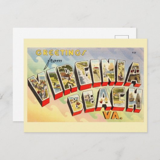 Retro Virginia Beach Postkarte (Vorne/Hinten)