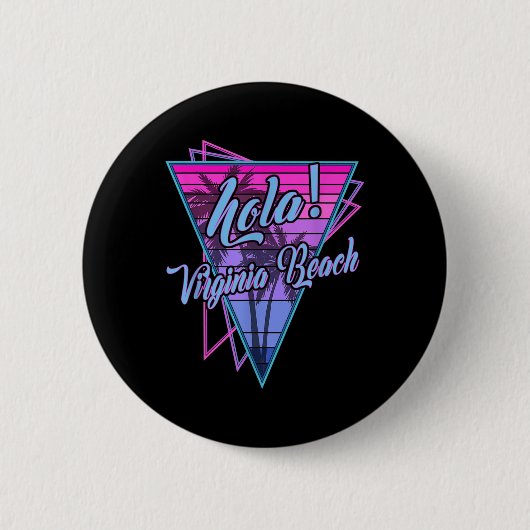 Retro Virginia - Hola Virginia Beach Virginia Vint Button (Vorderseite)