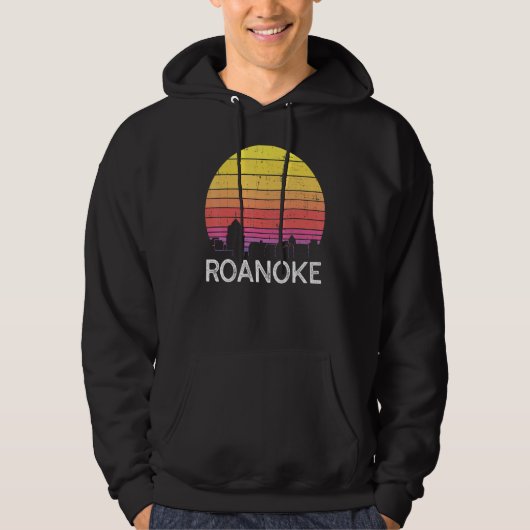 Retro Virginia Roanoke Skyline Vintage Urban Build Hoodie (Vorderseite)