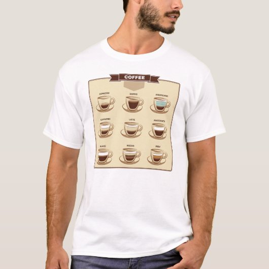 Retro-Visuelle Kaffeekarte T-Shirt (Vorderseite)