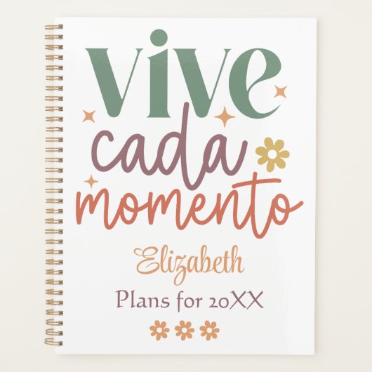 Retro "Vive Cada Momento" Inspiration Zitat Planer (Vorderseite)
