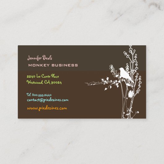 Retro-Vogel auf einem Zweig/DIY-Hintergrund/braun Visitenkarte (Rückseite)