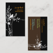 Retro-Vogel auf einem Zweig + schwarz Visitenkarte (Vorne/Hinten)