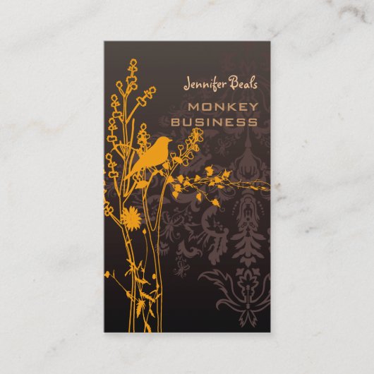 Retro-Vogel auf Zweig + Schokolade Visitenkarte (Vorderseite)