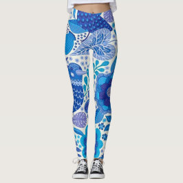 Retro Vogel-und Blumen-Muster Leggings