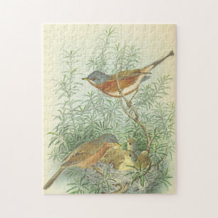 Retro-Vogel- und Nest-im-Baum-Puzzle Puzzle