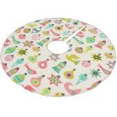 Retro Vogel-und Verzierungs-Baum-Rock Polyester Weihnachtsbaumdecke (Schrägansicht)