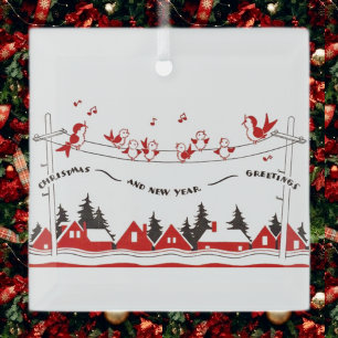 Retro-Vögel Weihnachten und Neue Jahre Ornament Aus Glas