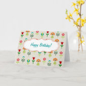 Retro VolksBlumenmuster alles Gute zum Geburtstag Karte (Gelbe Blume)