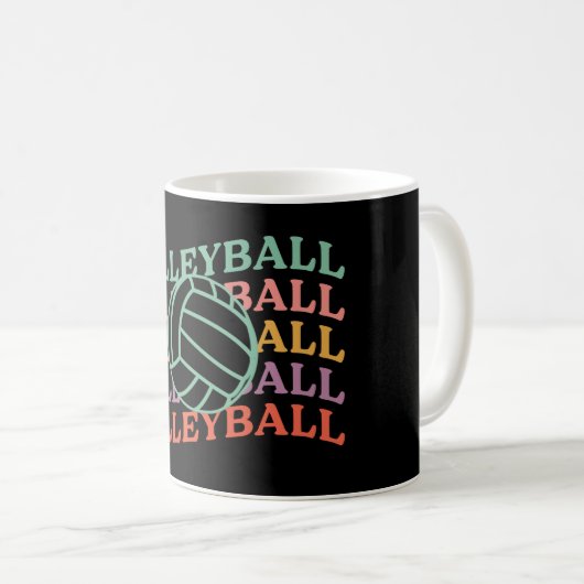 Retro Volleyball Sport Kaffeetasse (VorderseiteRechts)