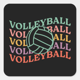 Retro-Volleyball-Sport Quadratischer Aufkleber
