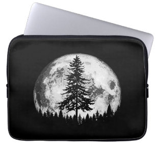 Retro Vollmond & Minimalistischer Kiefernbaum Vint Laptopschutzhülle