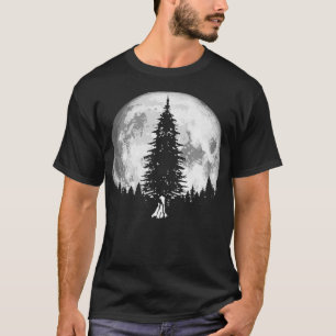 Retro Vollmond Minimalistischer Kiefernbaum Vinta T-Shirt