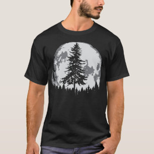 Retro Vollmond Minimalistischer Kiefernbaum Vintag T-Shirt