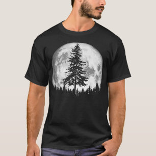 Retro Vollmond Minimalistischer Kiefernbaum Vintag T-Shirt