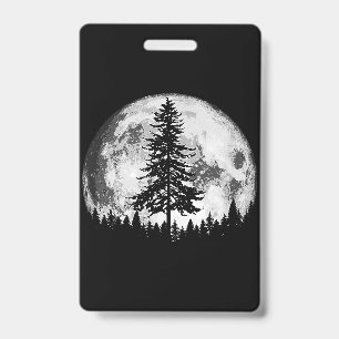 Retro Vollmond & Minimalistischer Pine Tree Vintag Ausweis