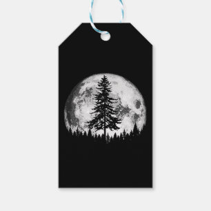 Retro Vollmond & Minimalistischer Pine Tree Vintag Geschenkanhänger