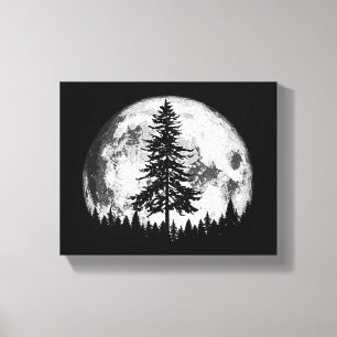 Retro Vollmond & Minimalistischer Pine Tree Vintag Leinwanddruck