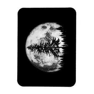 Retro Vollmond & Minimalistischer Pine Tree Vintag Magnet