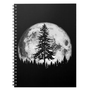 Retro Vollmond & Minimalistischer Pine Tree Vintag Notizblock
