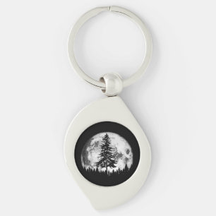 Retro Vollmond & Minimalistischer Pine Tree Vintag Schlüsselanhänger